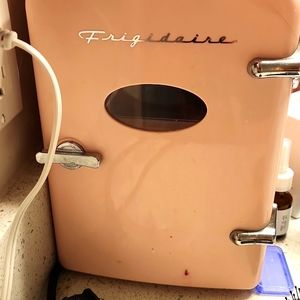 Pink Frigidaire mini fridge